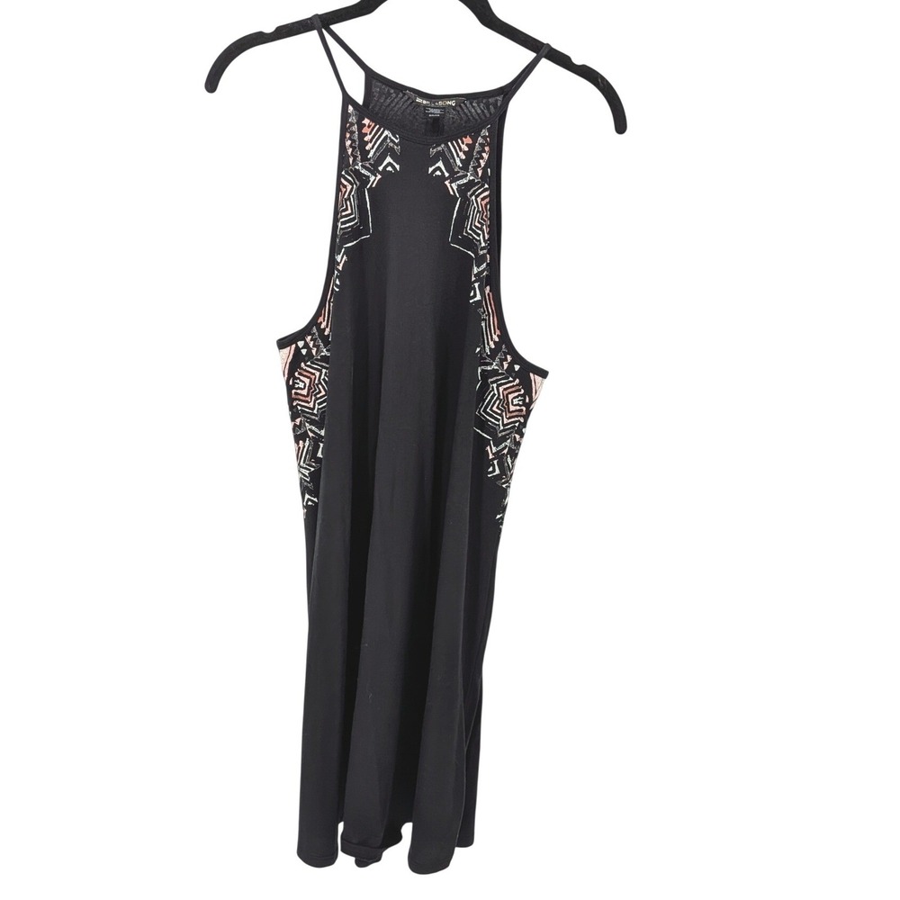 Billabong Mini Dress Women Small Black Tribal Boho Sleeveless Coastal Beach